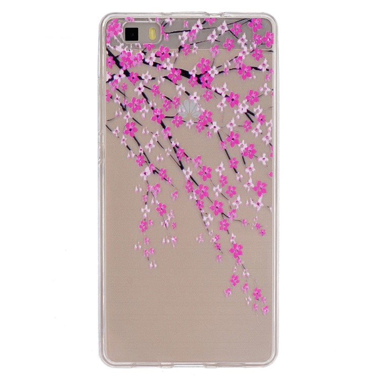 Embossing Printing TPU Protective Cover for Huawei Ascend P8 Lite - Peach Blossom-1