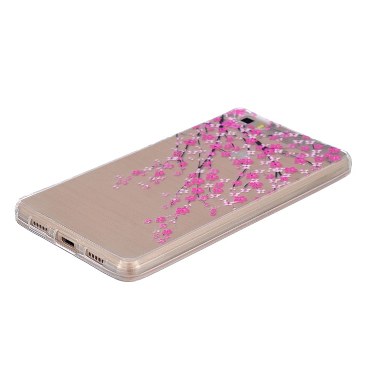 Embossing Printing TPU Protective Cover for Huawei Ascend P8 Lite - Peach Blossom-2