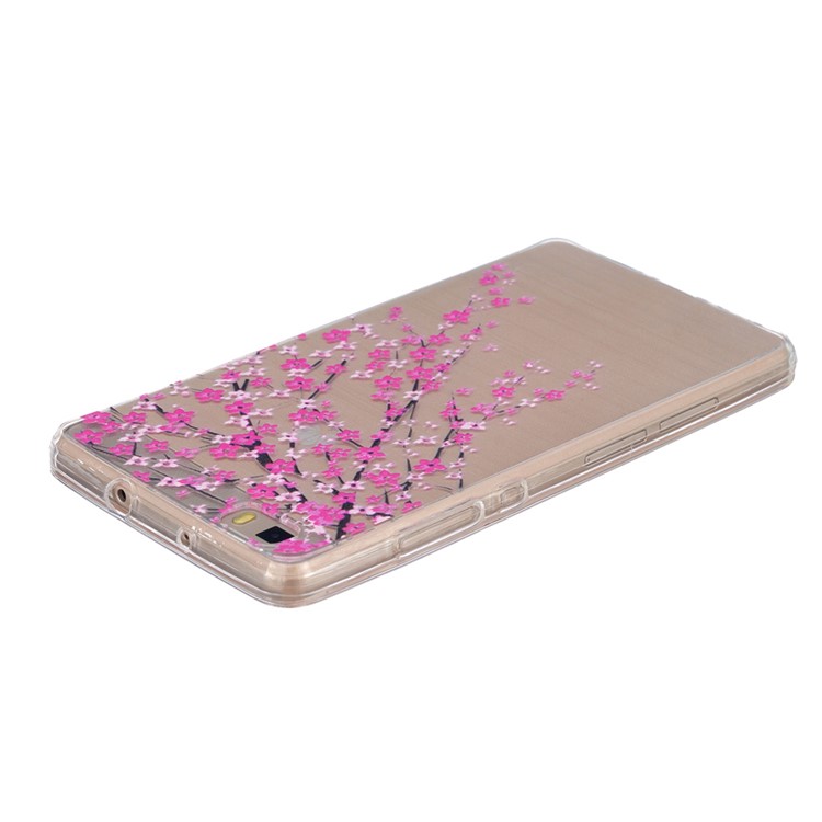 Embossing Printing TPU Protective Cover for Huawei Ascend P8 Lite - Peach Blossom-3