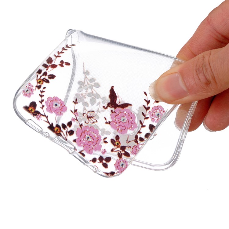 Embossing Printing TPU Case Cover for Huawei Ascend P8 Lite - Flowers and Butterflies-4