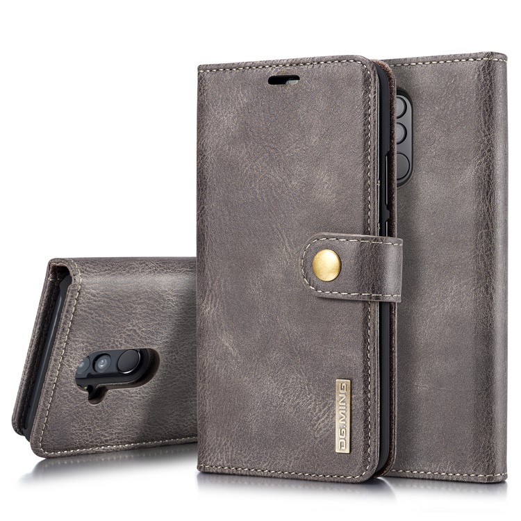 DG.MING Detachable Split Leather Wallet Cover + PC Hard Shell for Huawei Mate 20 Lite / Maimang 7 - Grey-1