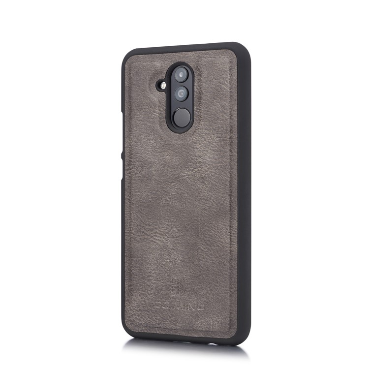 Dg. Cubierta de Billetera de Cuero Dividido de Ming + Cáscara Dura de PC Para Huawei Mate 20 Lite / Maimang 7 - Gris