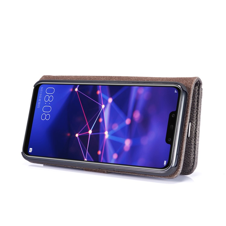 Dg. Couverture de Portefeuille en Cuir Divisé Détachable + Coque Dure PC Pour Huawei Mate 20 Lite / Maimang 7 - Gris