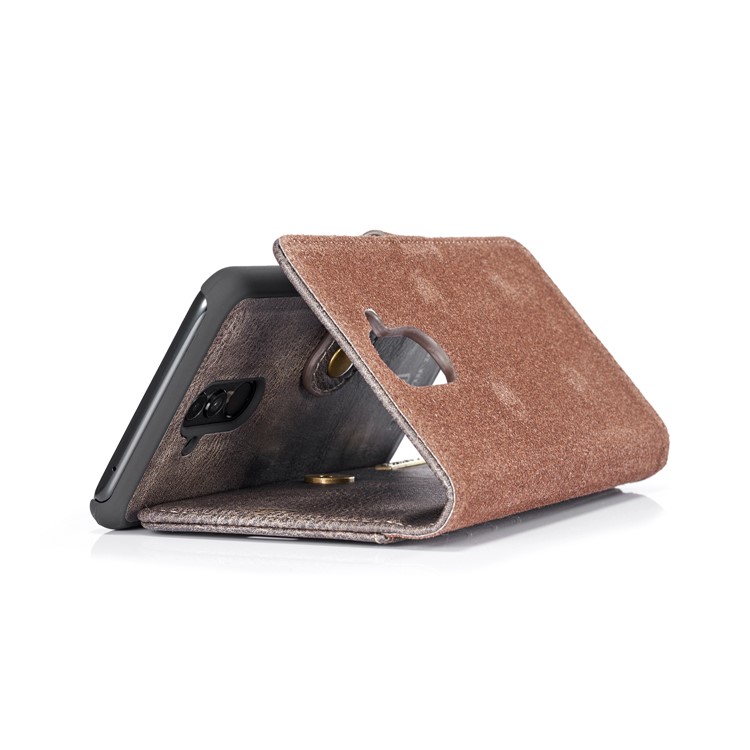 DG.MING Detachable Split Leather Wallet Cover + PC Hard Shell for Huawei Mate 20 Lite / Maimang 7 - Grey-9