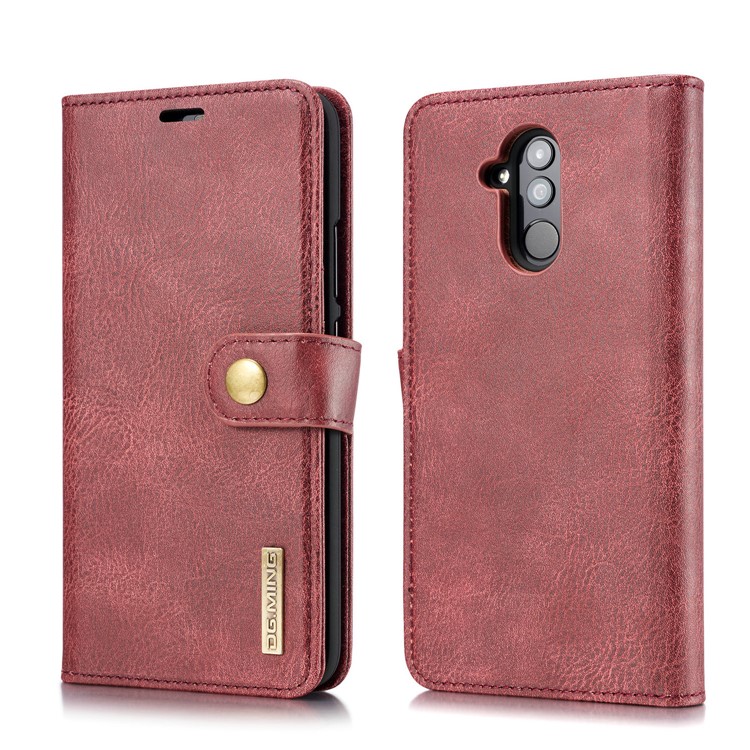 Dg.. Ming Destacável Split Couro Capa + PC Phone Case Para Huawei Mate 20 Lite / Maimang 7. - Vermelho-2