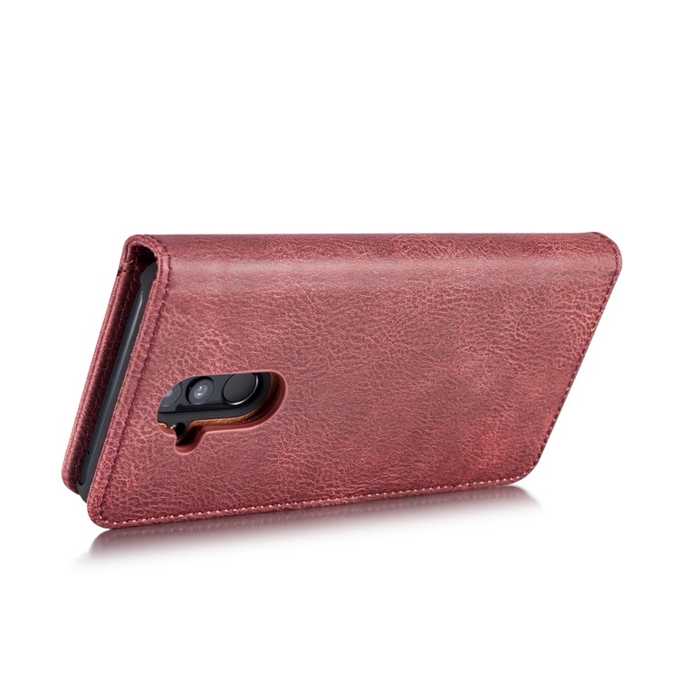 DG.MING Detachable Split Leather Cover + PC Phone Case for Huawei Mate 20 Lite / Maimang 7 - Red-6