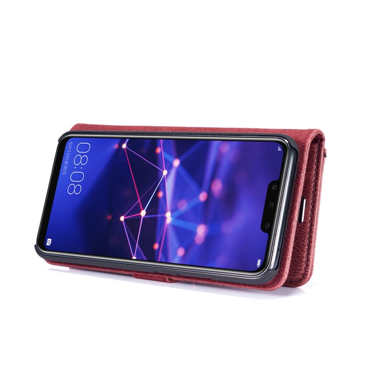 Dg.. Ming Destacável Split Couro Capa + PC Phone Case Para Huawei Mate 20 Lite / Maimang 7. - Vermelho-7