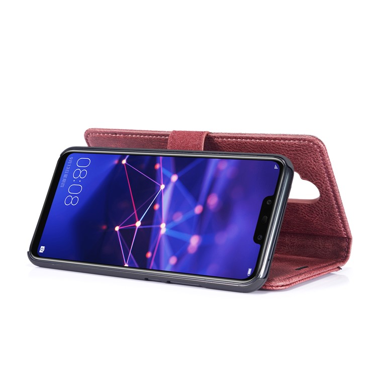 DG.MING Detachable Split Leather Cover + PC Phone Case for Huawei Mate 20 Lite / Maimang 7 - Red-8