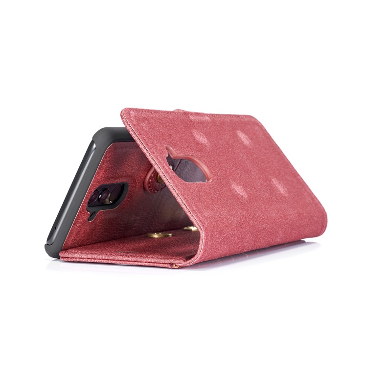 DG.MING Detachable Split Leather Cover + PC Phone Case for Huawei Mate 20 Lite / Maimang 7 - Red-9