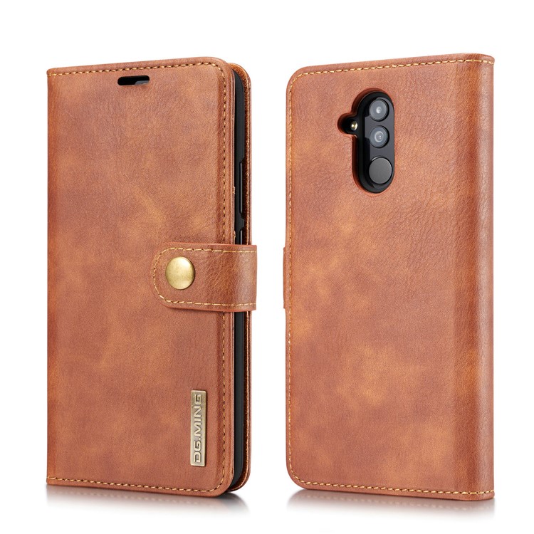 DG.MING Detachable Split Leather Cover + PC Hard Case with Wallet Stand for Huawei Mate 20 Lite / Maimang 7 - Brown-2