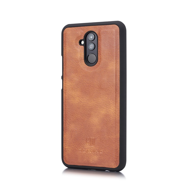 DG.MING Detachable Split Leather Cover + PC Hard Case with Wallet Stand for Huawei Mate 20 Lite / Maimang 7 - Brown-5