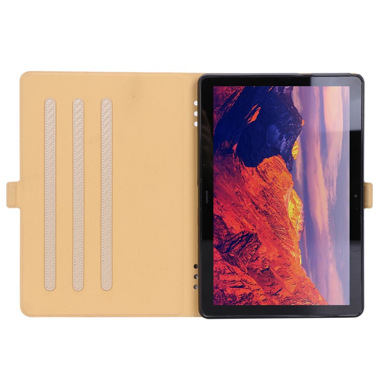 WY-1595A Carbon Fiber Texture PU Leather Stand Shell for Huawei MediaPad T5 10 - Gold-20
