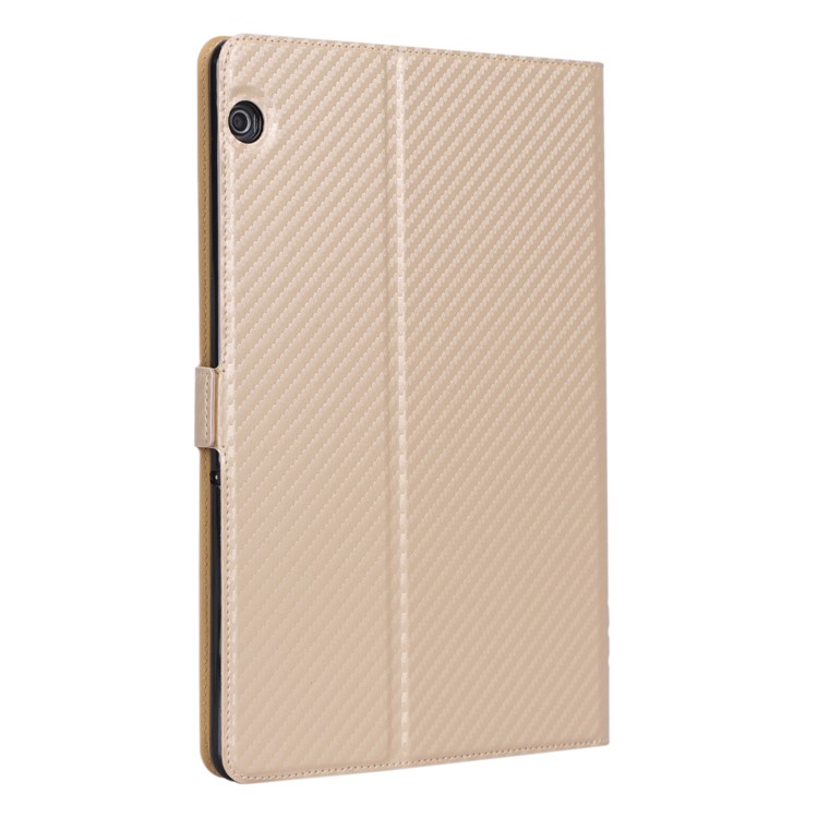 WY-1595A Carbon Fiber Texture PU Leather Stand Shell for Huawei MediaPad T5 10 - Gold-9