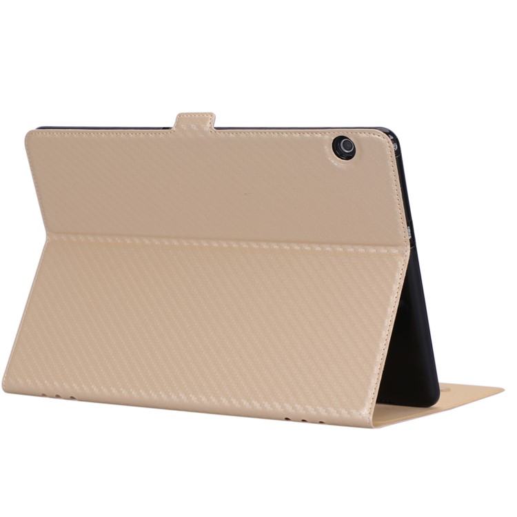 WY-1595A Carbon Fiber Texture PU Leather Stand Shell for Huawei MediaPad T5 10 - Gold-17