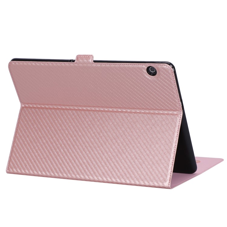 WY-1595A Carbon Fiber Texture PU Leather Tablet Case for Huawei MediaPad T5 10 - Rose Gold-19