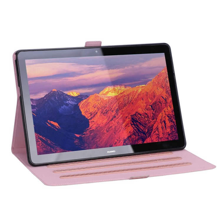 WY-1595A Carbon Fiber Texture PU Leather Tablet Case for Huawei MediaPad T5 10 - Rose Gold-16