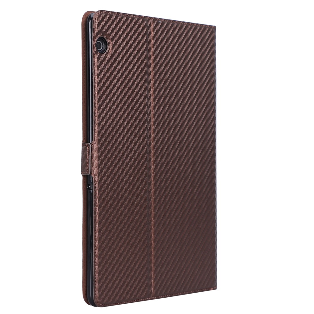 WY-1595A Carbon Fiber Texture PU Leather Protective Shell for Huawei MediaPad T5 10 - Brown-7