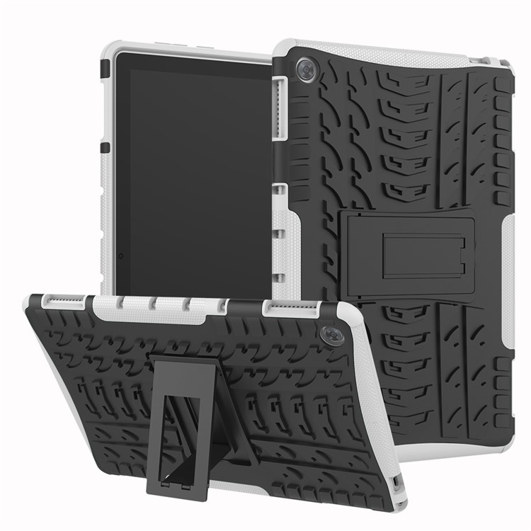 Cool Tyre PC + TPU Combo Cover with Kickstand for Huawei MediaPad M5 lite 10 - White-1