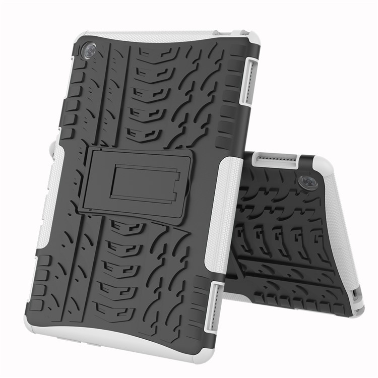 Cool Tyre PC + TPU Combo Cover with Kickstand for Huawei MediaPad M5 lite 10 - White-2