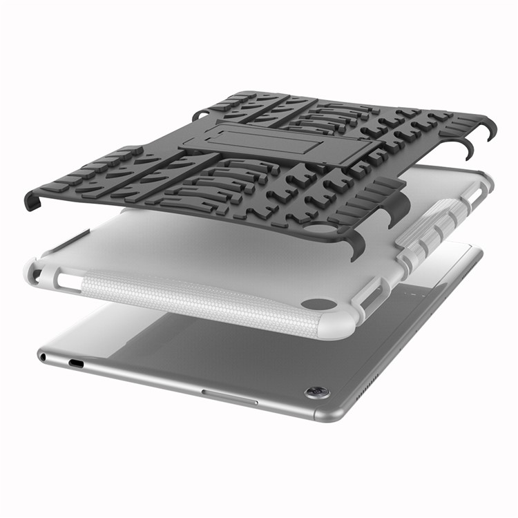 Cool Tyre PC + TPU Combo Cover with Kickstand for Huawei MediaPad M5 lite 10 - White-7