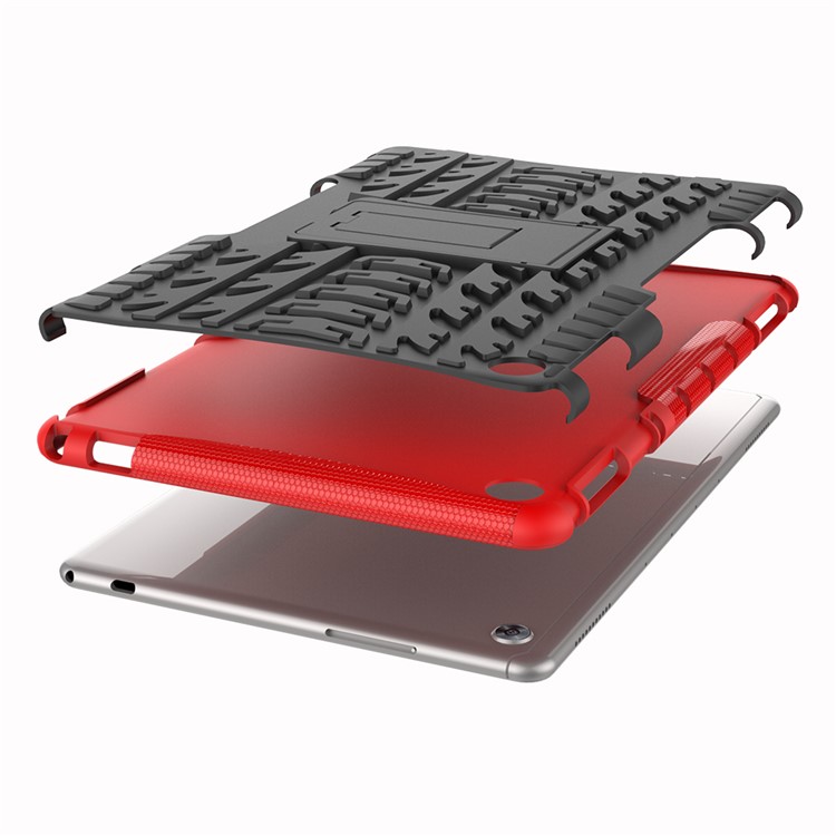 Cool Tyre PC + TPU Combo Shell with Kickstand for Huawei MediaPad M5 lite 10 - Red-7
