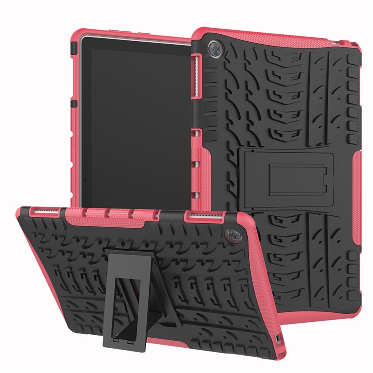 Cool Tyre PC + TPU Hybrid Tablet Case with Kickstand for Huawei MediaPad M5 lite 10 - Rose-1