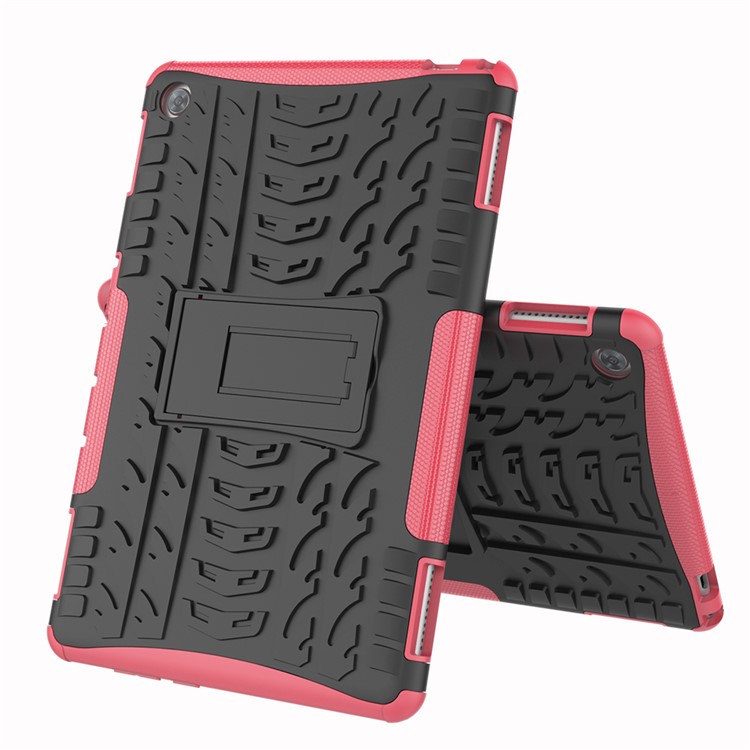 Cool Tyre PC + TPU Hybrid Tablet Case with Kickstand for Huawei MediaPad M5 lite 10 - Rose-2