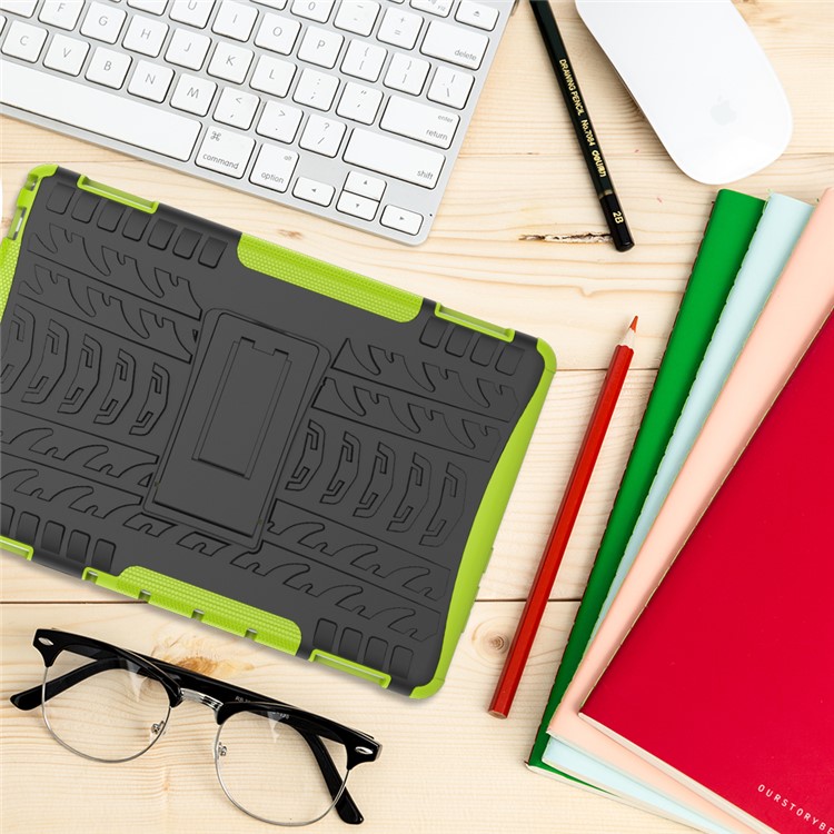 Крутая Шина ПК + TPU Подставка Для Ноутбука Комбинированный Чехол Для Huawei MediaPad M5 Lite 10 - Зеленый-9