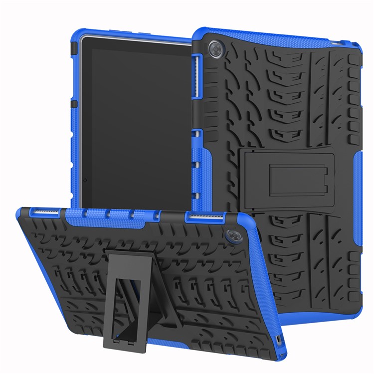 Cool Tyre PC + TPU Protector Cover with Kickstand for Huawei MediaPad M5 lite 10 - Blue-1