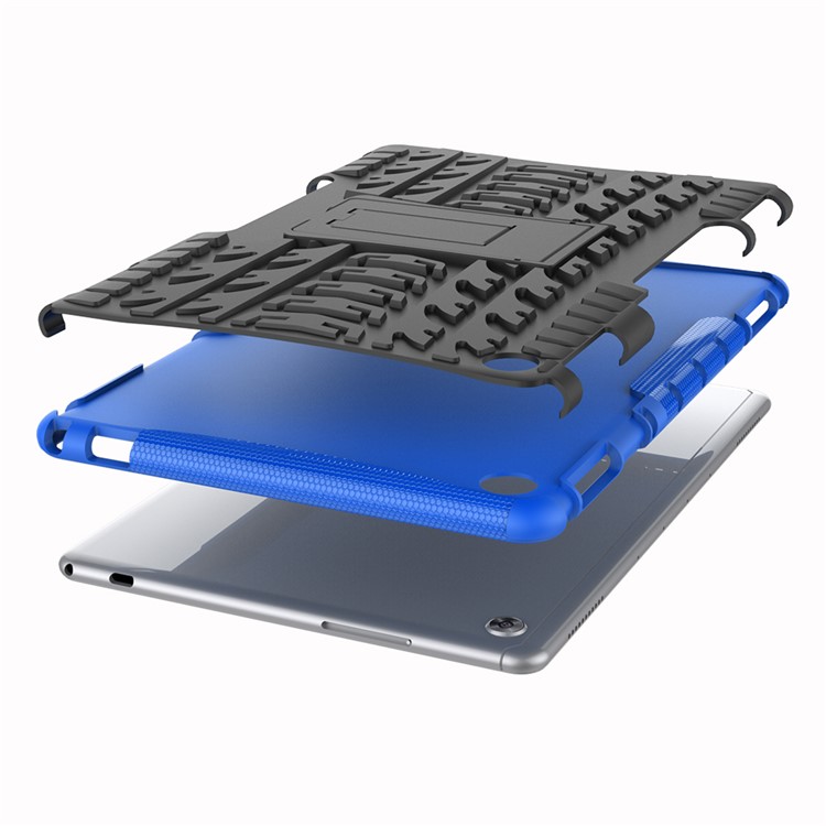 Cool Tyre PC + TPU Protector Cover with Kickstand for Huawei MediaPad M5 lite 10 - Blue-7