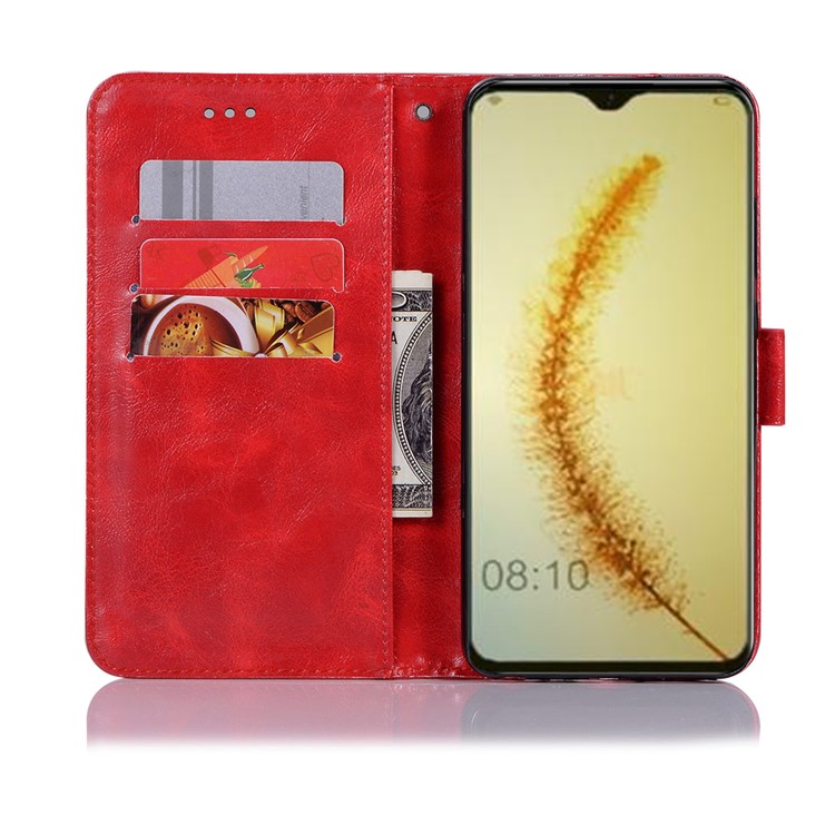 Vintage Premium PU Leather Wallet Shell with Stand for Huawei Honor 10 Lite / P Smart (2019) - Red-4