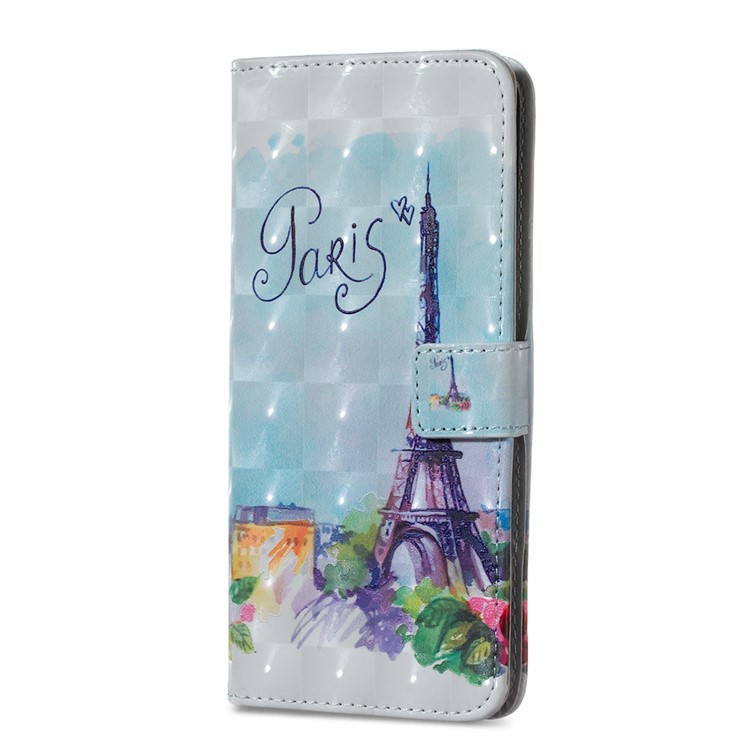 Embossment Patterned Leather Protection Case Light Spot Decor for Huawei Mate 20 Pro - Eiffel Tower-3