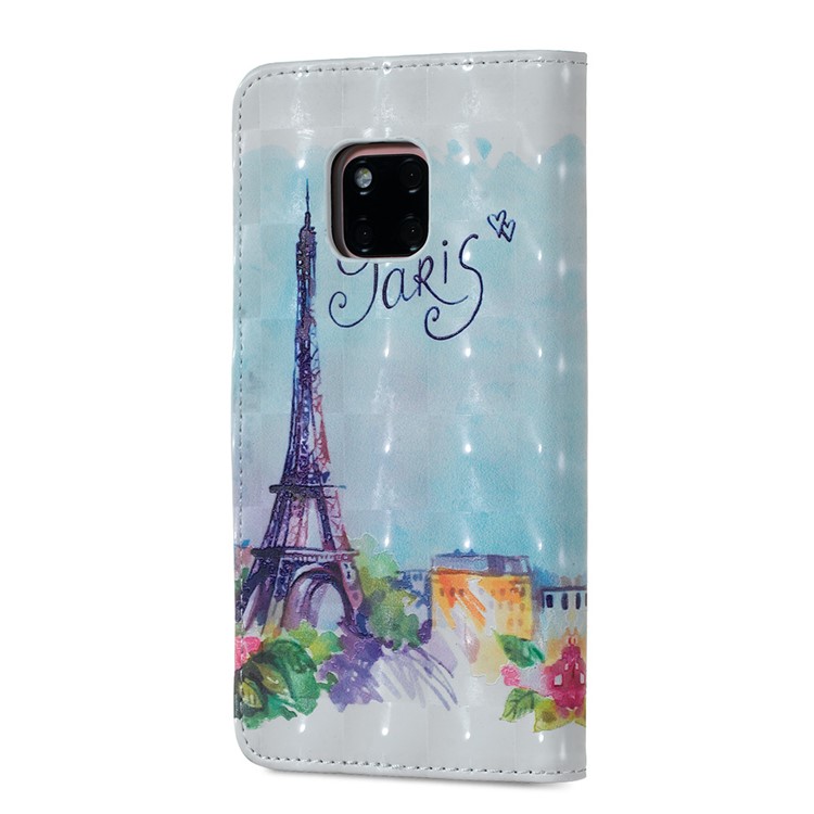 Embossment Patterned Leather Protection Case Light Spot Decor for Huawei Mate 20 Pro - Eiffel Tower-4