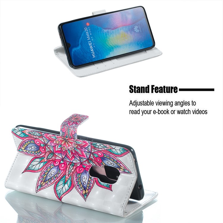 For Huawei Mate 20 Pattern Printing Leather Phone Case Light Spot Decor - Colorful Flower-5