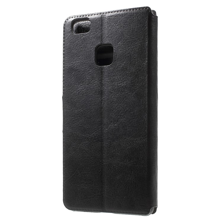 Crazy Horse Leather Flip Phone Case for Huawei P9 Lite - Black-2