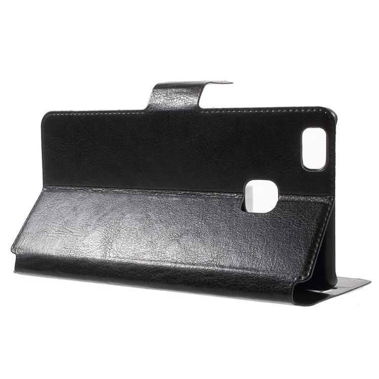 Crazy Horse Leather Flip Phone Case for Huawei P9 Lite - Black-3
