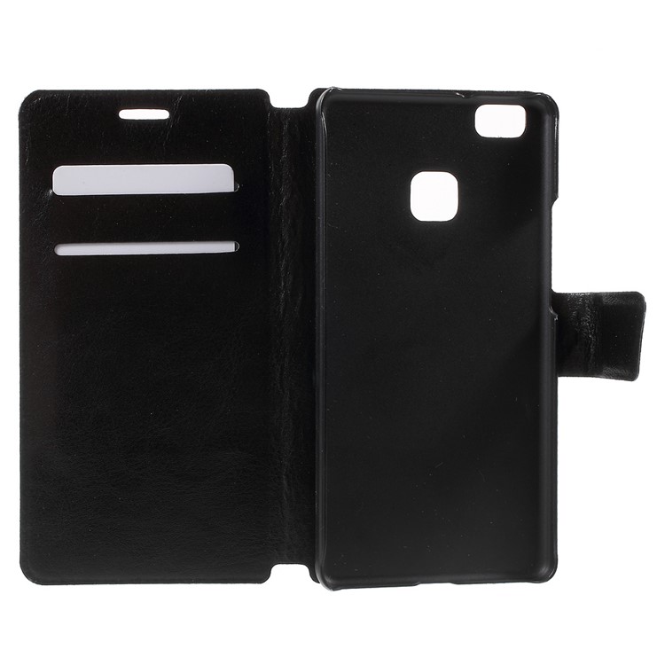 Crazy Horse Leather Flip Phone Case for Huawei P9 Lite - Black-4
