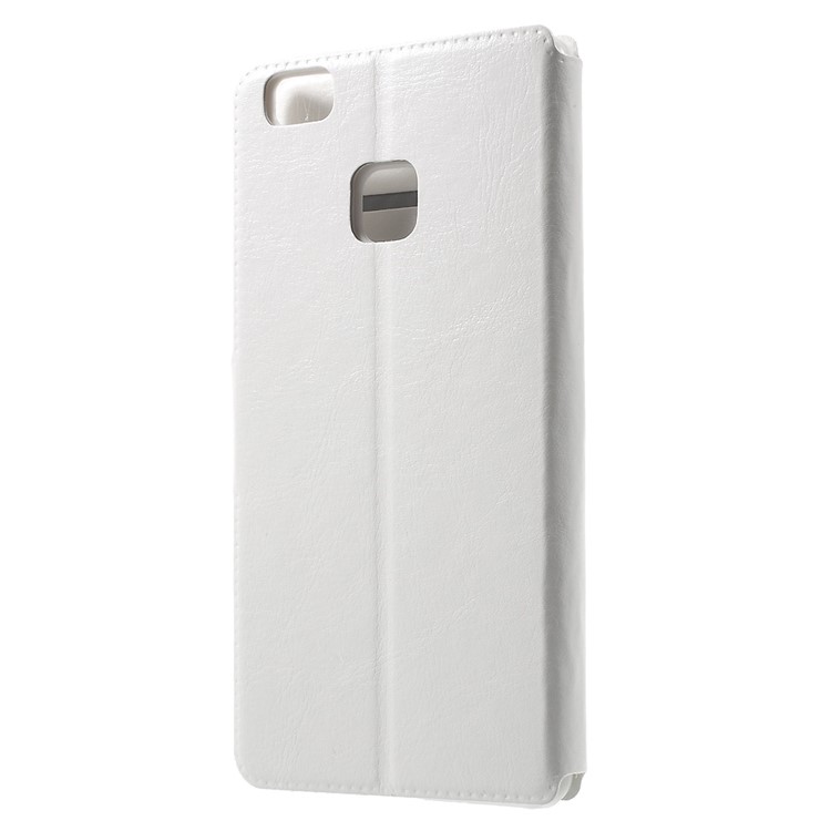 Crazy Horse Leather Flip Phone Cover for Huawei P9 Lite - White-2