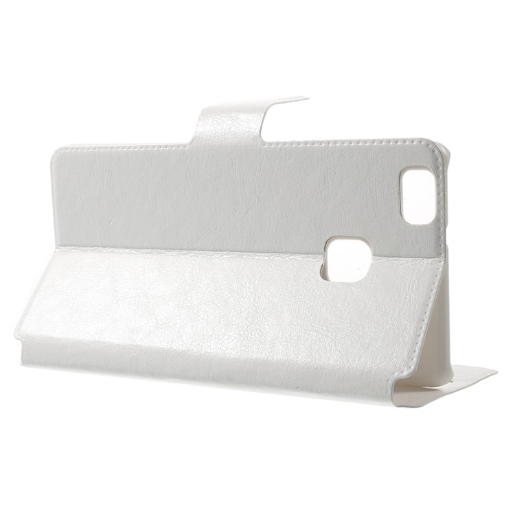 Crazy Horse Leather Flip Phone Cover for Huawei P9 Lite - White-3