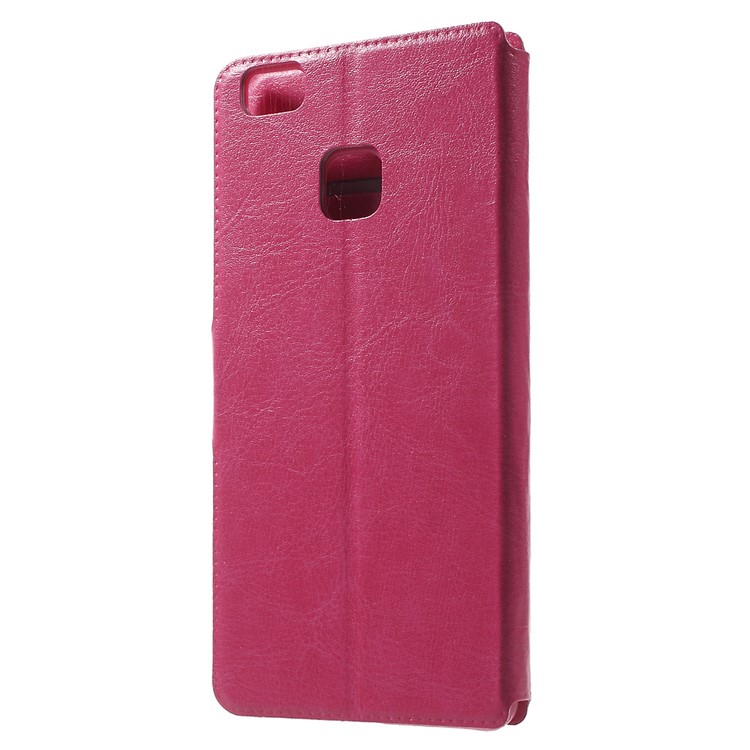 Crazy Horse Leather Folio Phone Shell for Huawei P9 Lite - Rose-2
