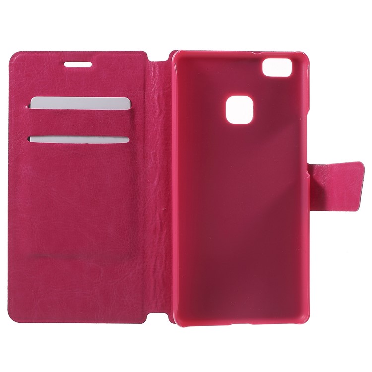 Crazy Horse Leather Folio Phone Shell for Huawei P9 Lite - Rose-4