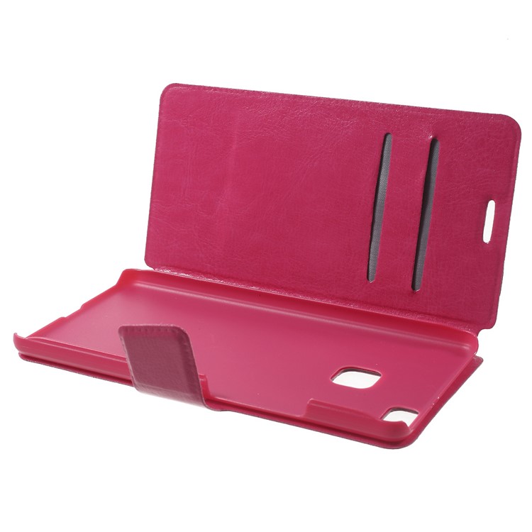 Crazy Horse Leather Folio Phone Shell for Huawei P9 Lite - Rose-5