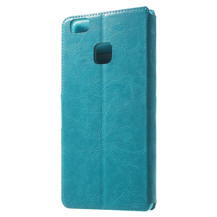 Crazy Horse Leather Folio Phone Case for Huawei P9 Lite - Blue-2