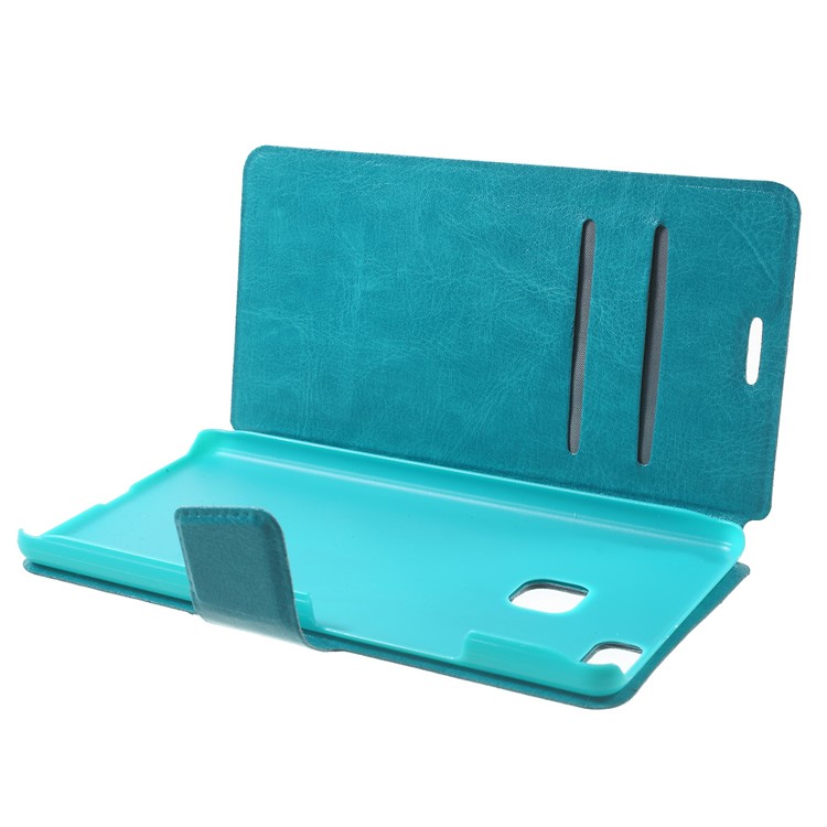 Crazy Horse Leather Folio Phone Case for Huawei P9 Lite - Blue-5