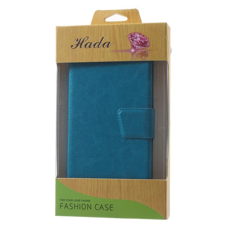Crazy Horse Leather Folio Phone Case for Huawei P9 Lite - Blue-8