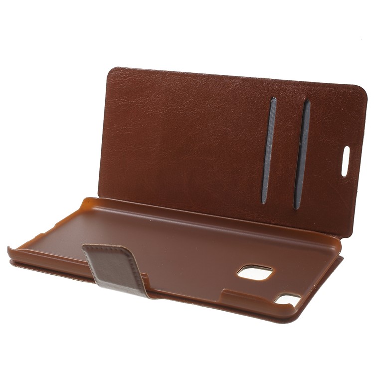 Crazy Horse Leather Stand Phone Cover for Huawei P9 Lite - Brown-5