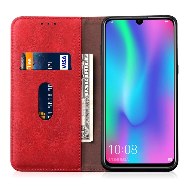 Auto-absorbed Crazy Horse Vintage Leather Stand Shell for Huawei Honor 10 Lite - Red-6