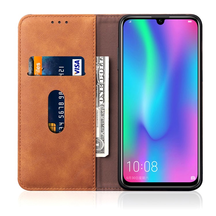 Auto-absorbed Crazy Horse Vintage Leather Cellphone Cover for Huawei Honor 10 Lite - Brown-5