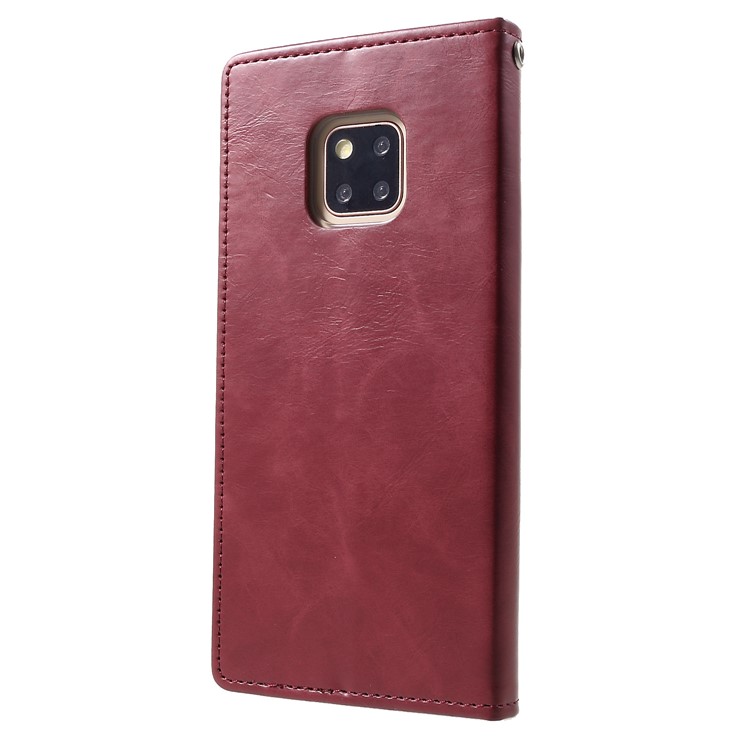 MERCURY GOOSPERY Blue Moon Stand Leather Shell for Huawei Mate 20 Pro - Wine Red-2