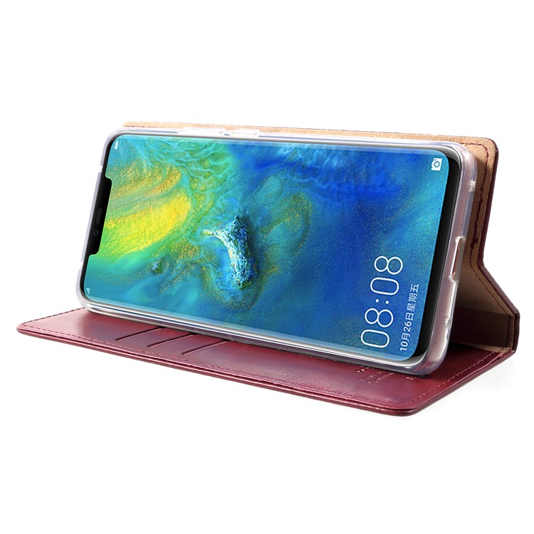 MERCURY GOOSPERY Blue Moon Stand Leather Shell for Huawei Mate 20 Pro - Wine Red-4